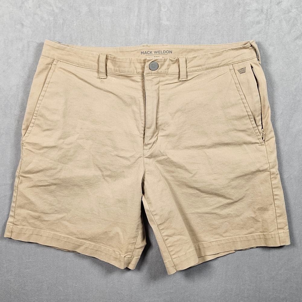 Mack Weldon Shorts Mens 30 (Measures 32) Tan Khaki Golf Beach Stretch Casual